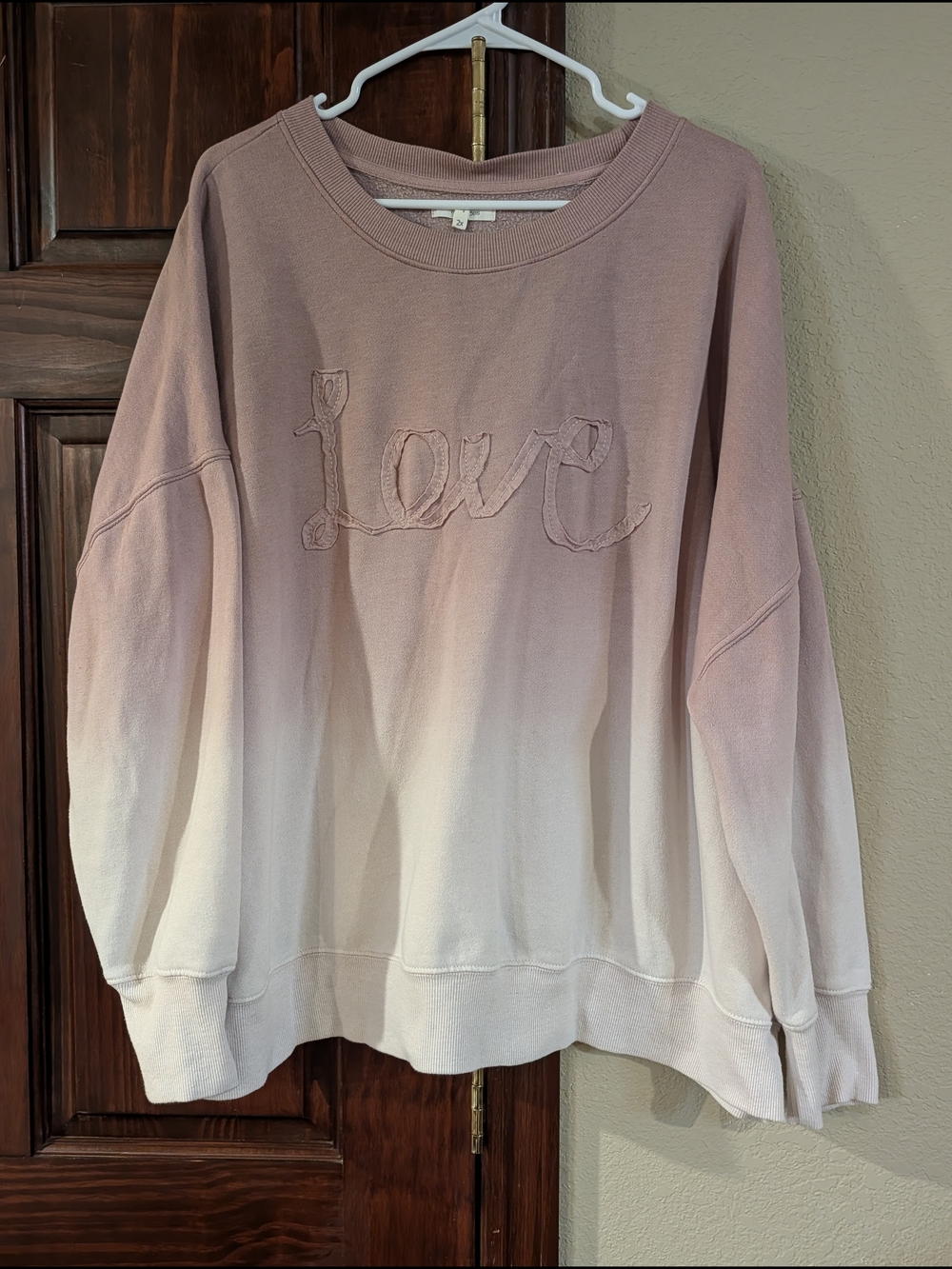 Maurices Pink to Cream Ombre "Love" Sweatshirt
